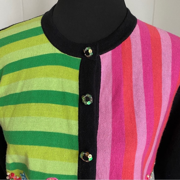 Jack B. Quick Women’s Classic Embellished Black and Floral Sequin Sweater | PS - Picture 2 of 16